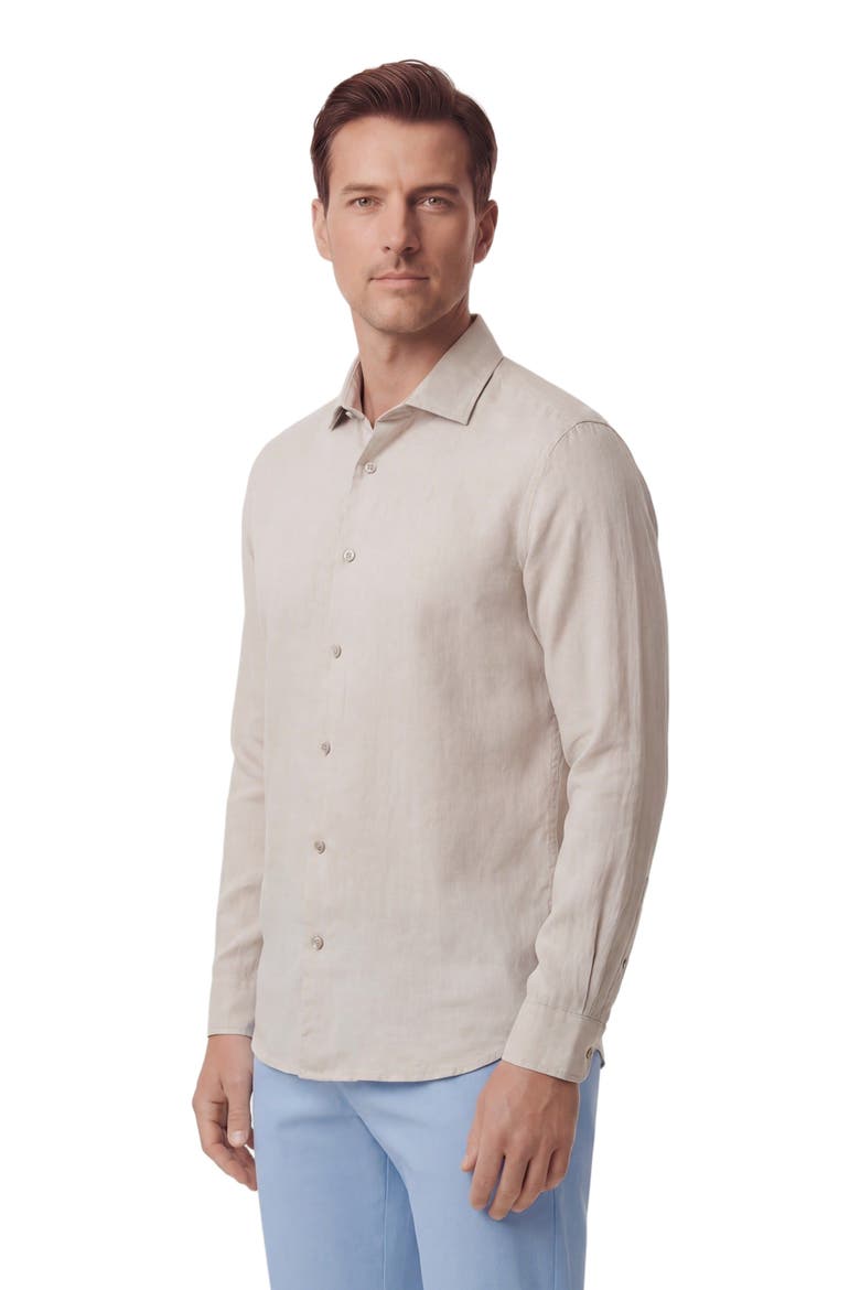 Linen Long Sleeve Shirt, Alternate, color, NATURAL