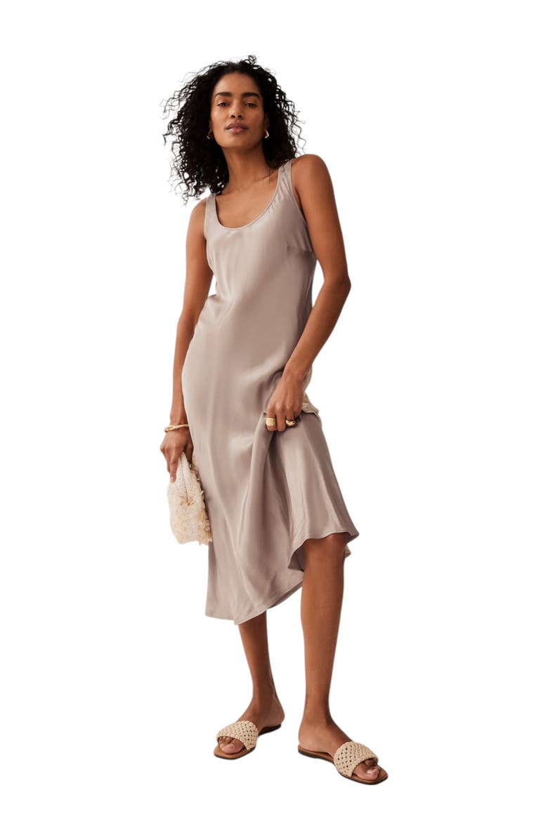 MINT VELVET Neutral Satin Slip Dress, Main, color,