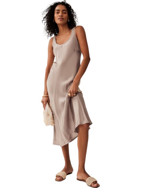 Neutral Satin Slip Dress