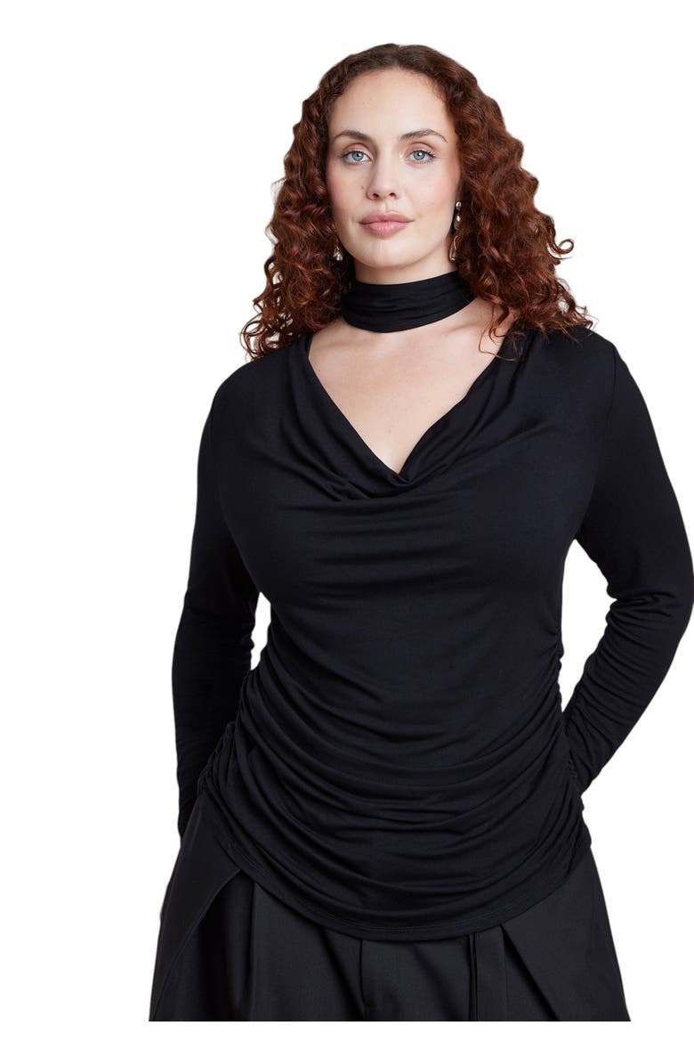 Cowl Neck Scarf Top, Main, color, BLACK ONYX