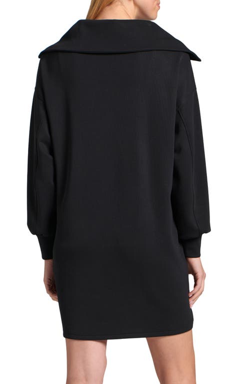 Apny Half Zip Long Sleeve Sweatshirt Dress In Black