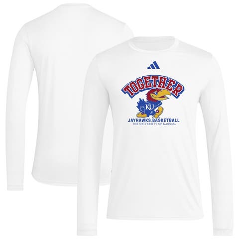 Men's adidas White Kansas Jayhawks Together On-Court Pregame Long Sleeve T-Shirt