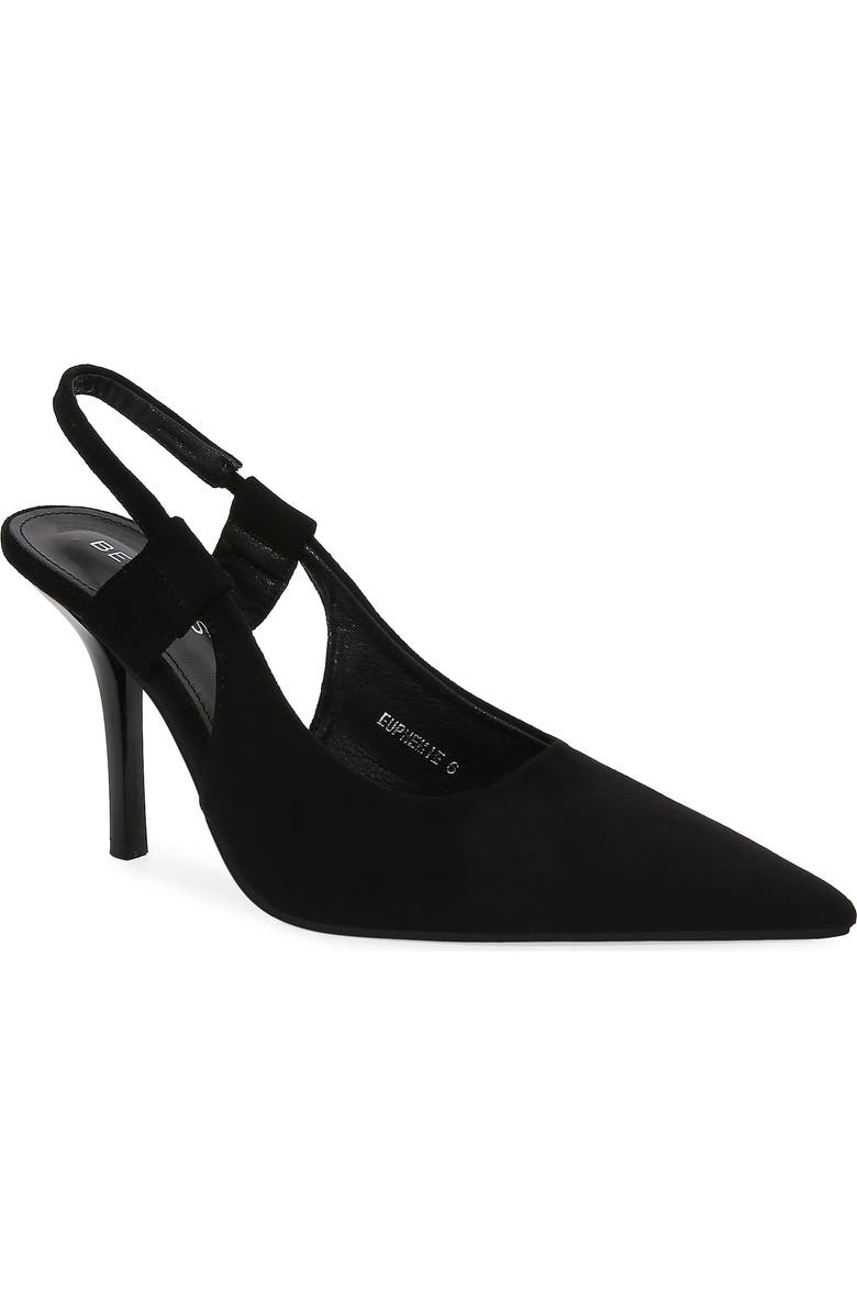 BERNESS Faux Suede Slingback Stiletto Pump, Main, color, Black