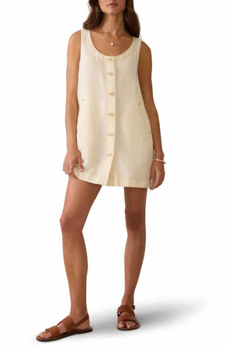 Faherty Malibu Organic Cotton & Linen Button-Up Minidress