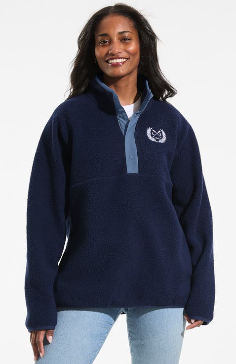 Unisex Snap Neck Fleece Pullover