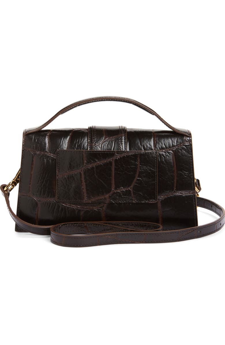 Jacquemus Le Grand Bambino Croc Embossed Leather Crossbody Bag, Alternate, color, Dark Brown 880