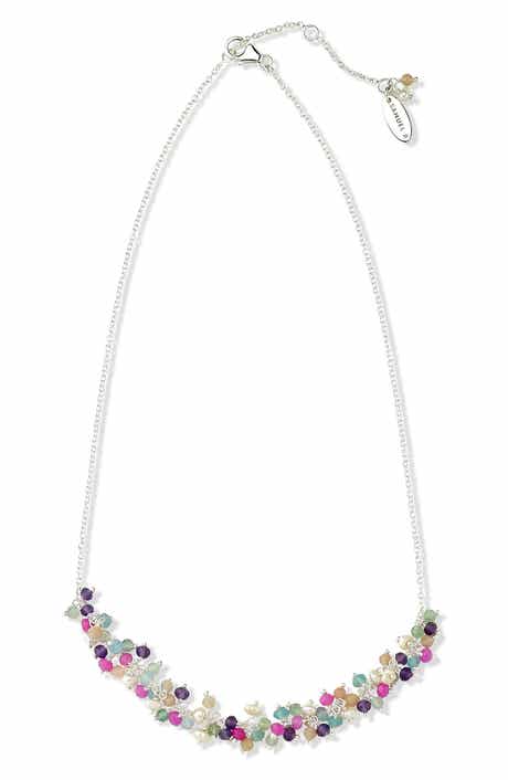SAMUEL B. Multi Stone Beaded Statement Necklace
