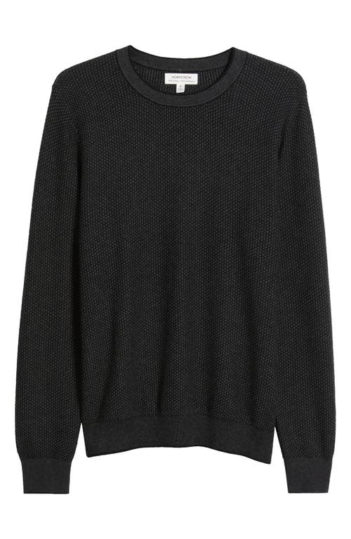 Nordstrom Texture Cotton & Cashmere Sweater In Black