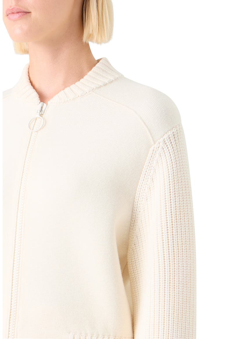 Stretch Virgin Wool Bomber Cardigan, Alternate, color, IVORY