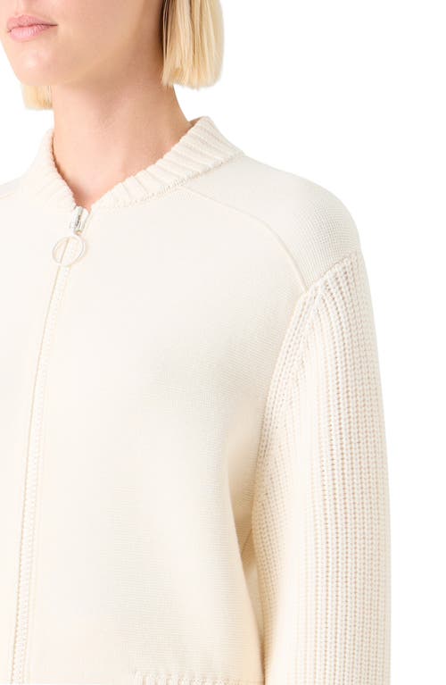 Akris Punto Stretch Virgin Wool Bomber Cardigan In White