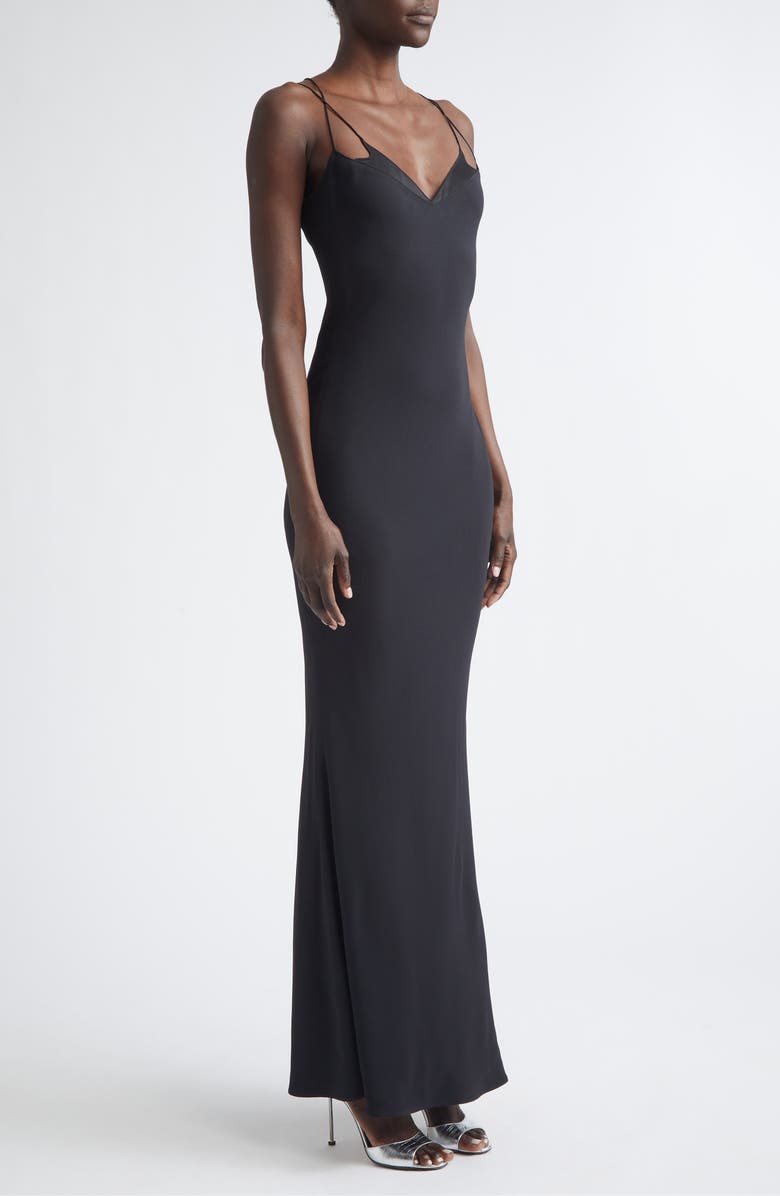 TOM FORD Satin Trim Crepe Slipdress, Alternate, color, Black