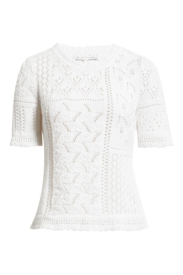 Lily Cotton Pointelle T-Shirt, Alternate, color, SKY WHITE