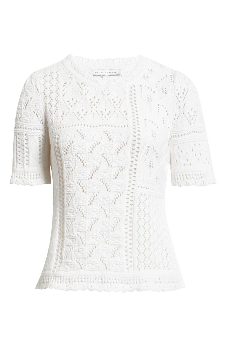 Elie Tahari Lily Cotton Pointelle T-Shirt, Main, color, 