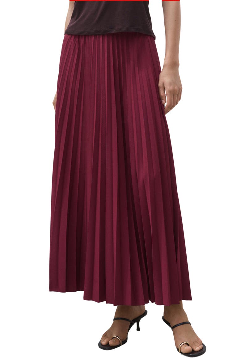 Pleat Midi Skirt, Main, color, BURGUNDY