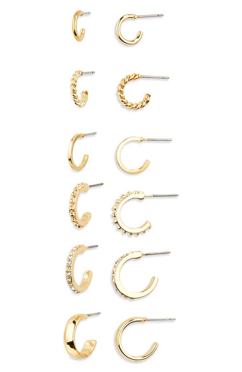 BP. Set of 6 Mini Hoop Earrings in Gold 