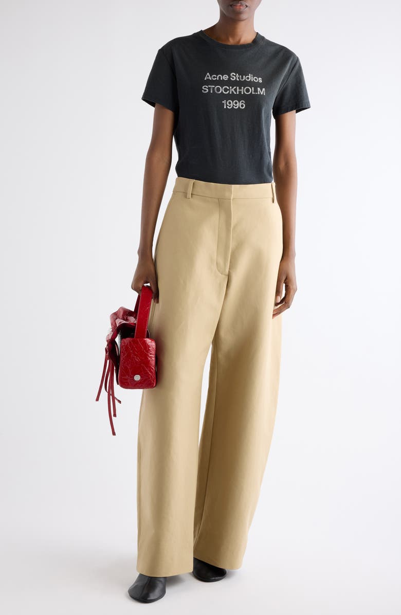 Acne Studios 1996 Logo Distressed Cotton & Hemp Graphic Tee, Alternate, color, Faded Black