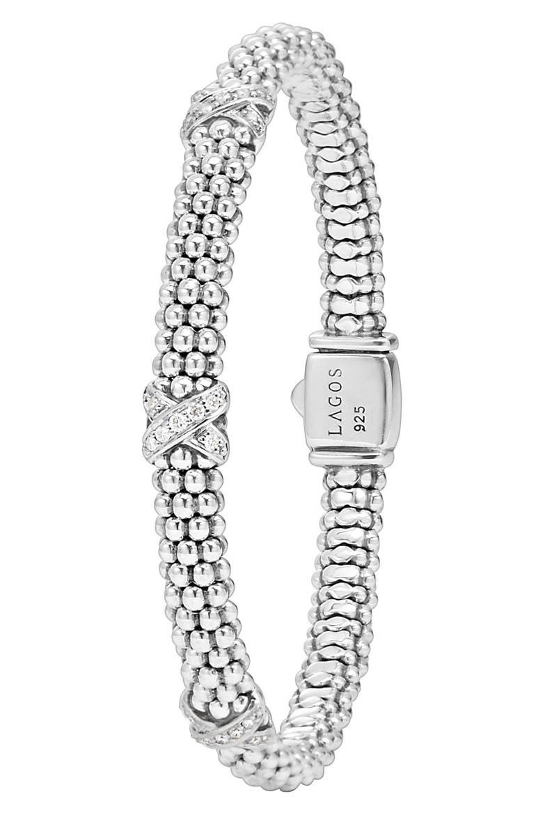 Signature Caviar Diamond Rope Bracelet, Alternate, color, STERLING SILVER