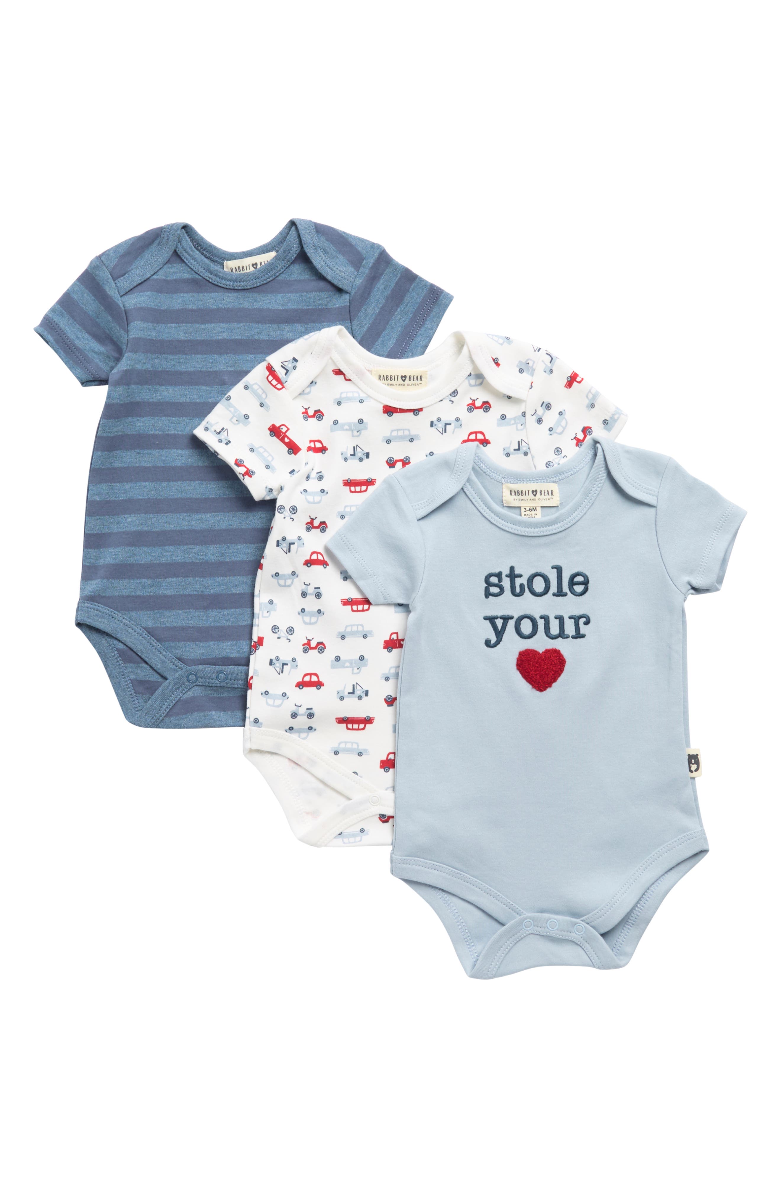 RABBIT AND BEAR ORGANIC Assorted Organic Cotton Bodysuit - Pack of 3 ...