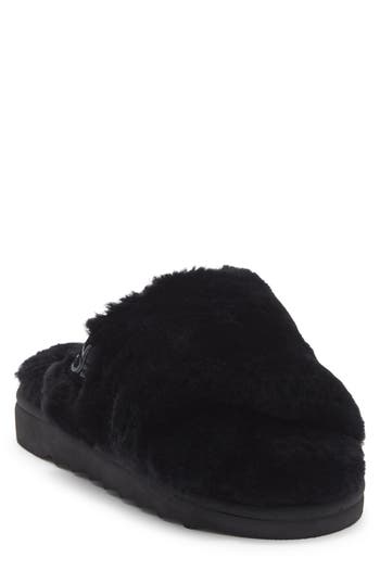 Ez Feet Genuine Shearling Mule In Black