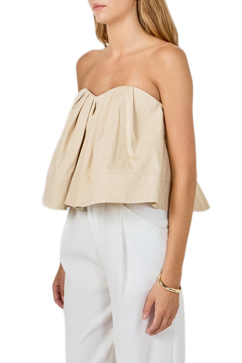 Strapless Pintuck Sweetheart Neck Top, Alternate, color, BEIGE