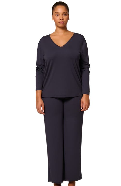 Simone Perele Aurore V-neck Pajama Top In Black