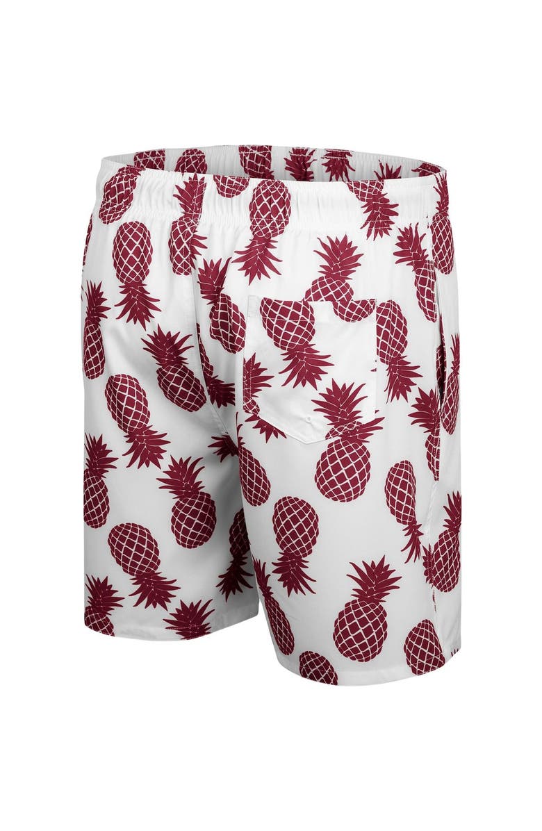 COLOSSEUM Men's Colosseum White/Maroon Mississippi State Bulldogs Pineapple Swim Shorts, Alternate, color, White
