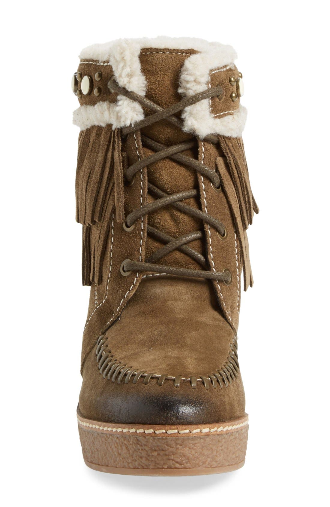 Sam Edelman 'Kemper' Fringe Wedge Bootie, Alternate, color, Moss Green Suede
