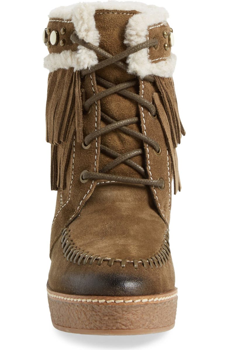 Sam Edelman 'Kemper' Fringe Wedge Bootie, Alternate, color, Moss Green Suede