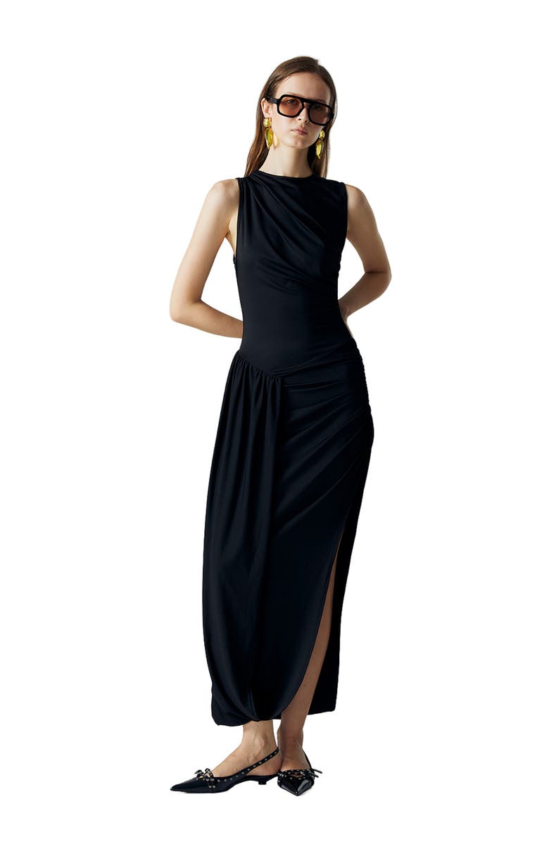 ATS Evel Draped Dress, Main, color, Black