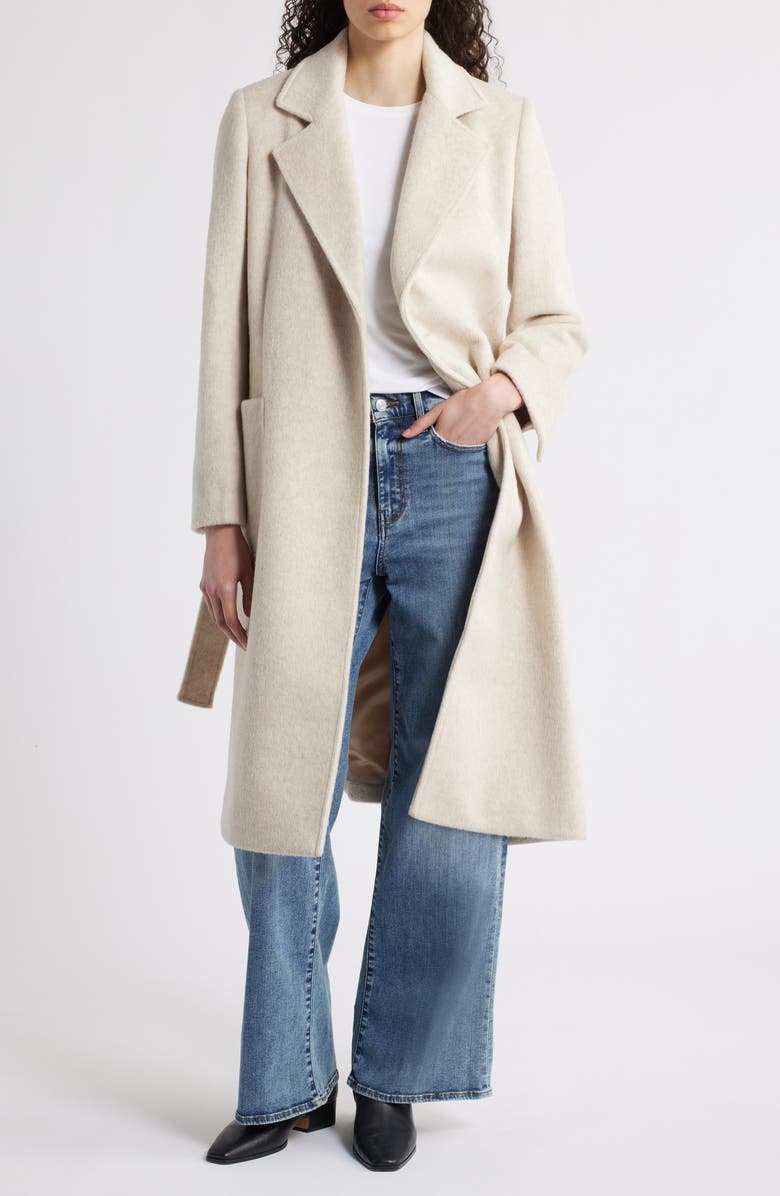Sam Edelman Longline Wrap Coat, Alternate, color, Oatmeal