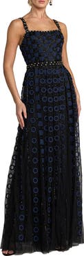Mac Duggal Sleeveless Embellished Mesh A-Line Evening Gown