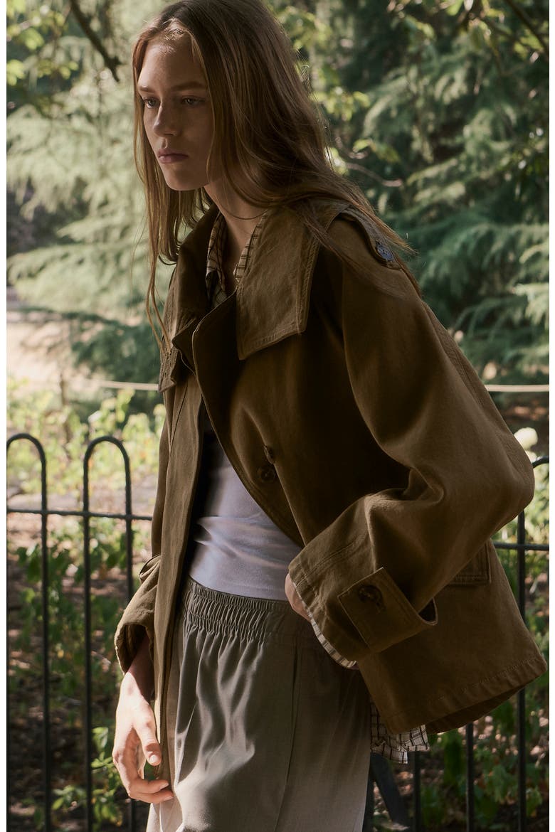 Denim Funnel Neck Parka, Alternate, color, KHAKI GREEN