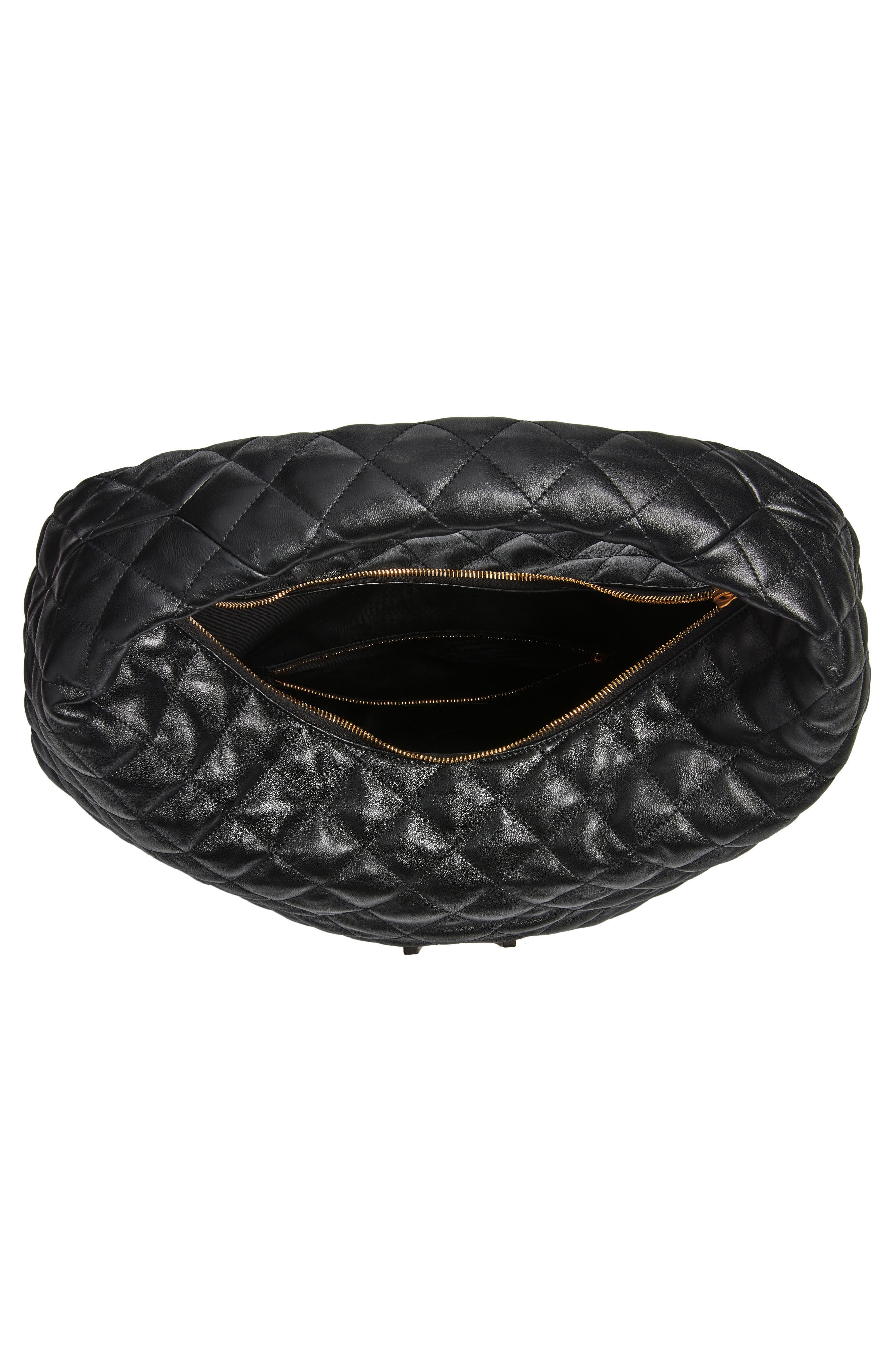 Saint Laurent Icare Quilted Leather Hobo Bag, Alternate, color, Noir