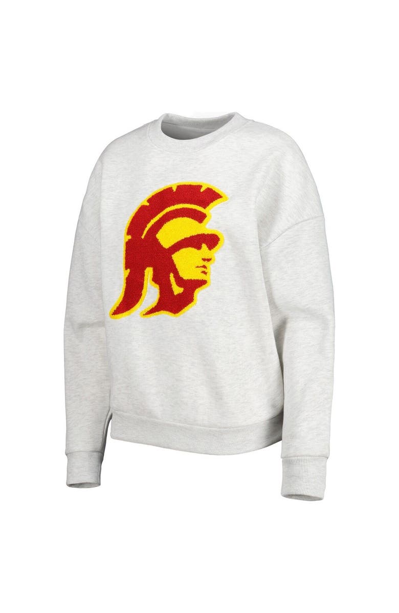GAMEDAY COUTURE Women's Gameday Couture Heather Gray USC Trojans Chenille Patch Fleece Pullover Sweatshirt, Alternate, color, 