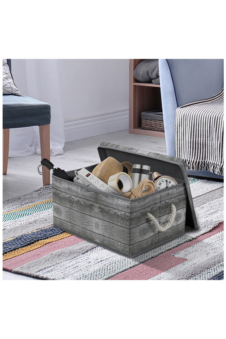 Grey Wooden Pattern Storage Box - Set of 2, Alternate, color, GREY