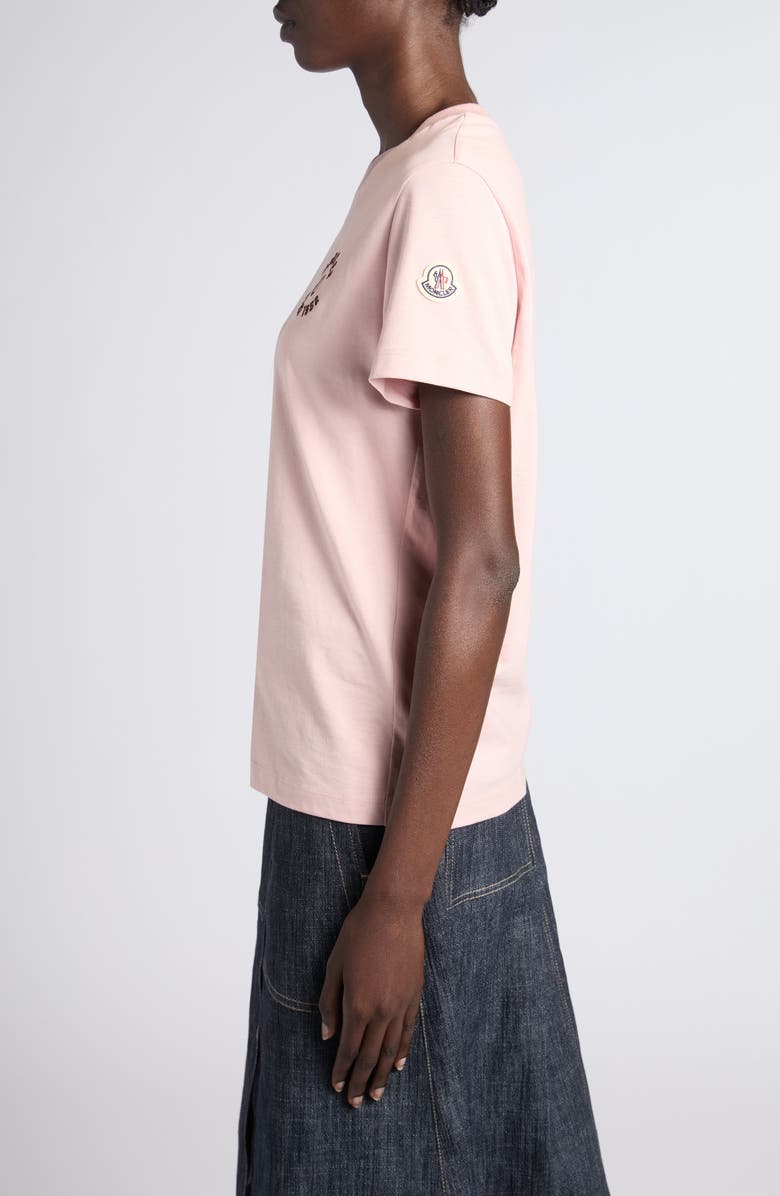 Moncler Logo Embroidered T-Shirt, Alternate, color, Dusty Pink