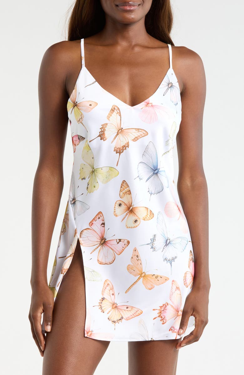 KILO BRAVA Butterfly Satin Slip, Main, color, Pastel Wings