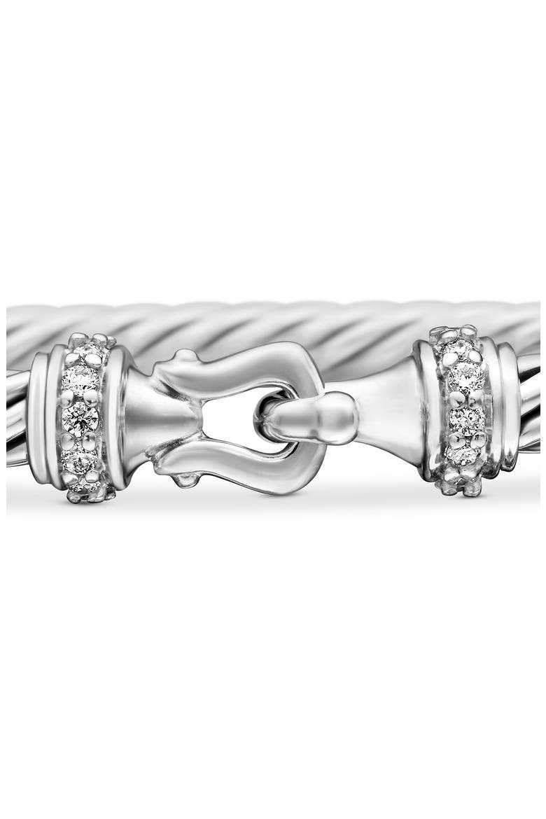 Cable Collectibles Buckle Bangle Bracelet with Diamonds, 3mm, Alternate, color, SILVER