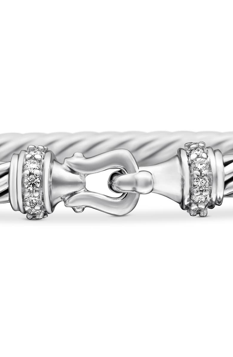 David Yurman Cable Collectibles Buckle Bangle Bracelet with Diamonds, 3mm, Alternate, color, Diamond