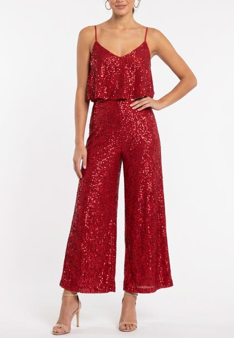 Sequin Tara Ruffle Jumpsuit
