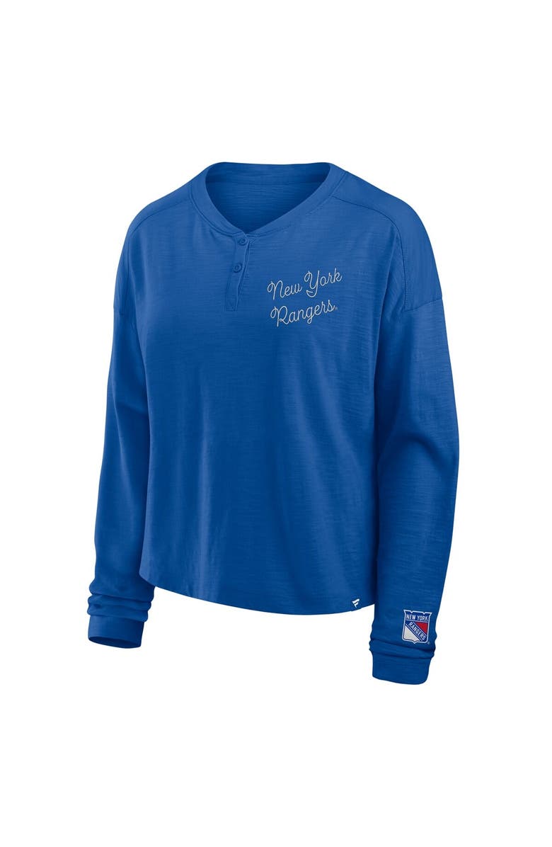 FANATICS Women
s Fanatics Blue New York Rangers Oversized All Out Effort Long Sleeve Henley T-Shirt, Alternate, color, Blue