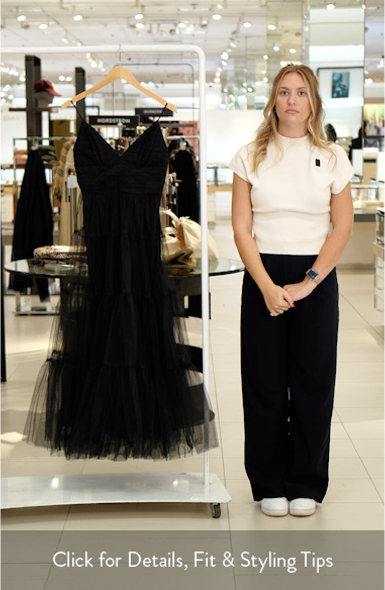 Sleeveless Tiered Tulle Gown, sales video thumbnail