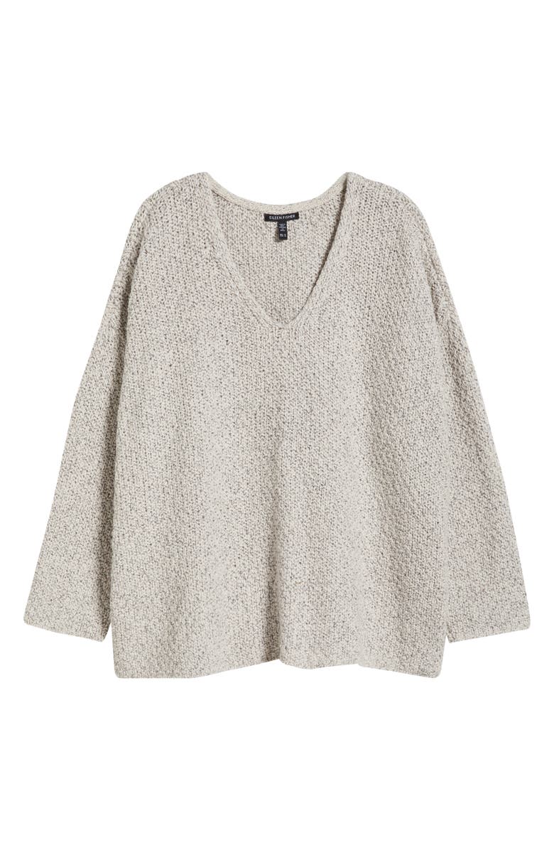 Eileen Fisher Organic Cotton V-Neck Sweater, Alternate, color, Sea Salt