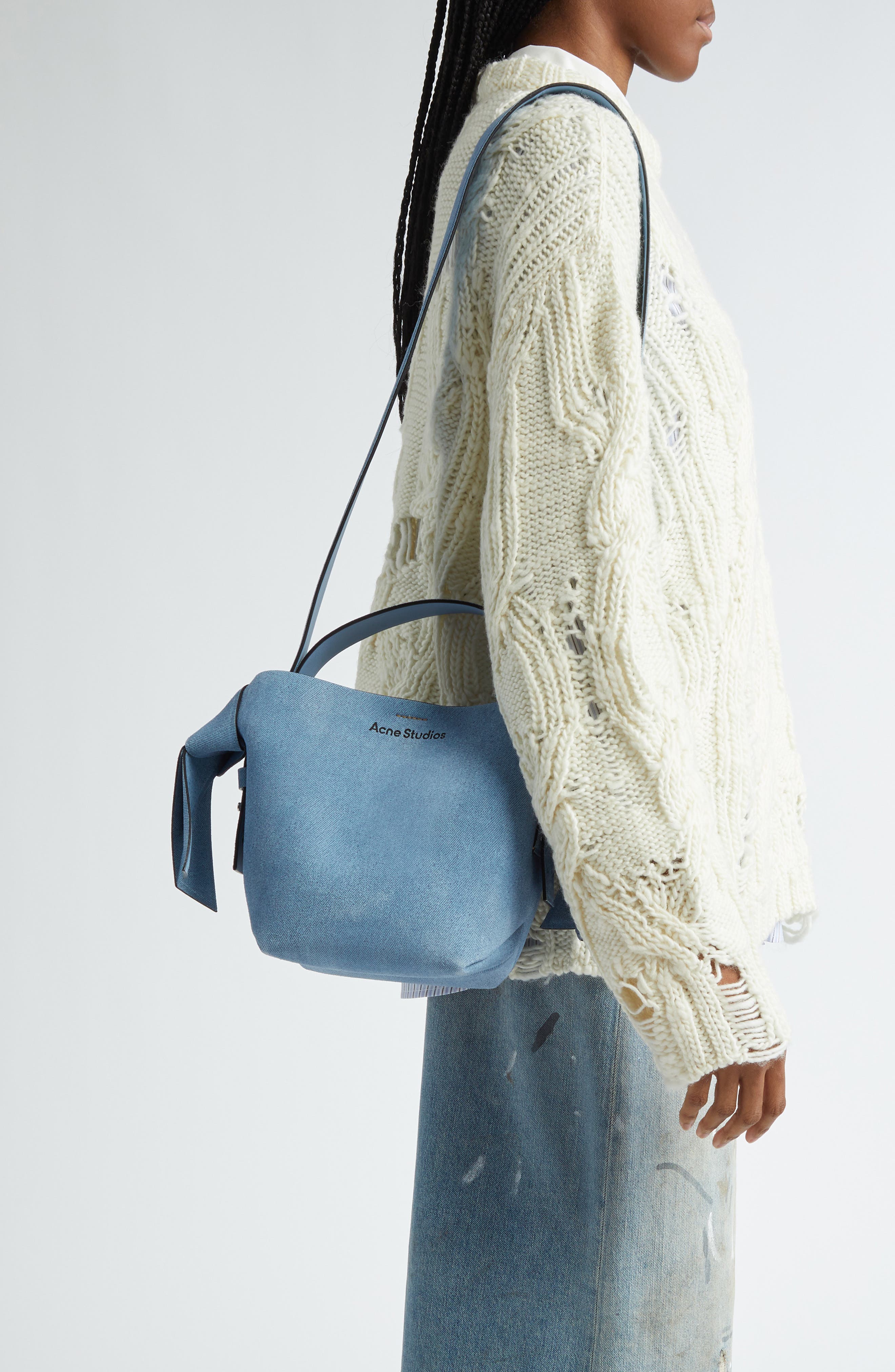 Acne Studios Mini Musubi Suede Crossbody Bucket Bag, Alternate, color, 