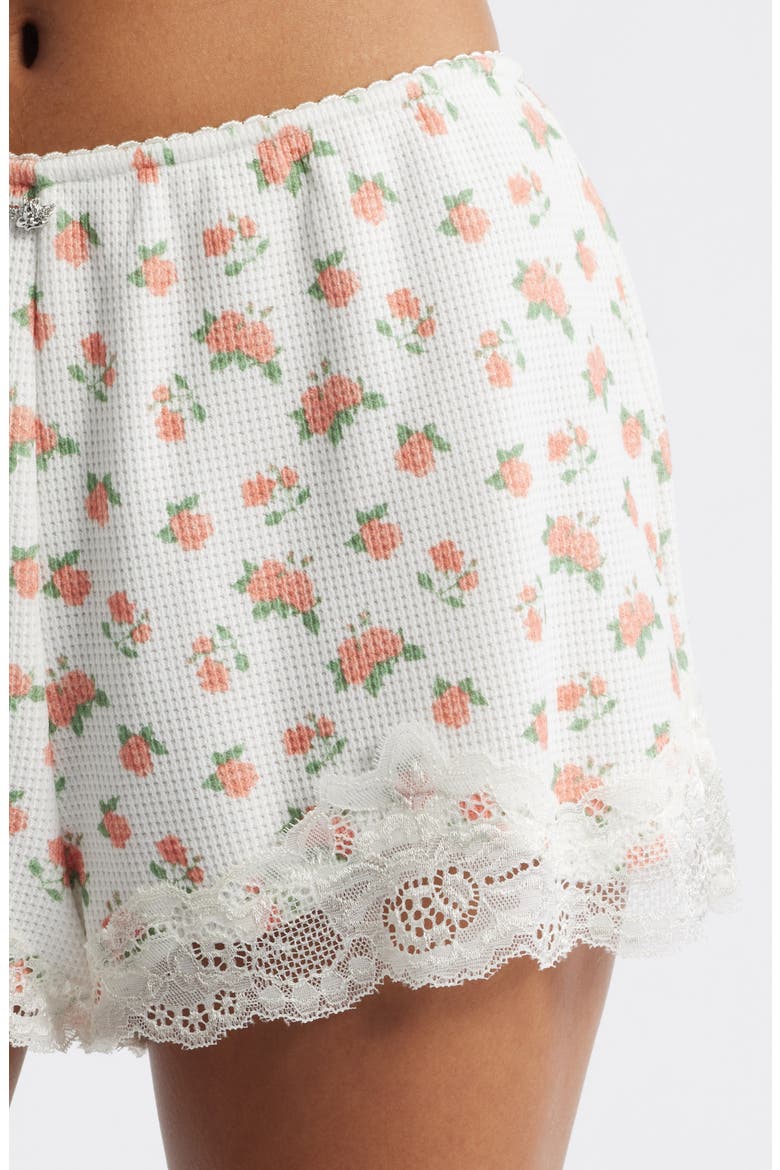 Sunshine & Bows Lace Trim Shorts, Alternate, color, FLOWER PRINT