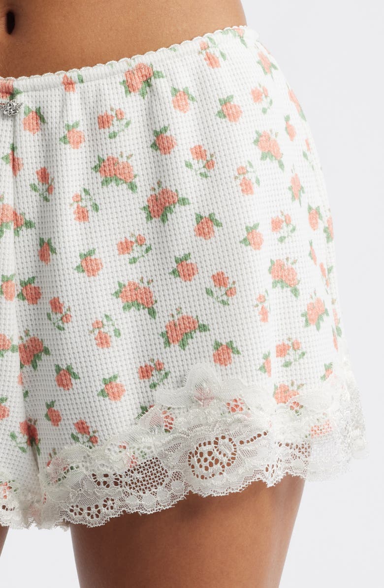 BOYS LIE Sunshine & Bows Lace Trim Shorts, Alternate, color, Flower Print