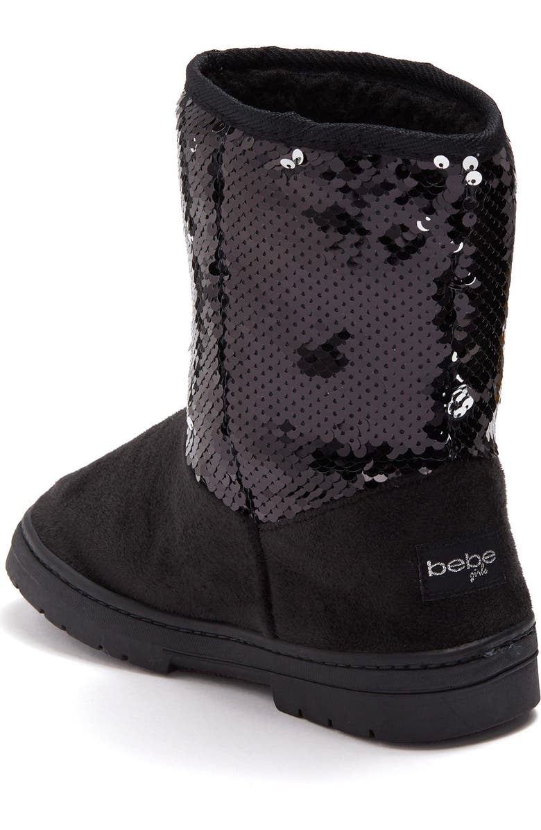 bebe Microsuede Sequin Faux Fur Lined Winter Boot, Alternate, color,