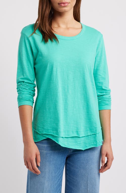 APNY Layered Hem Cotton Slub Top in Garden Green 