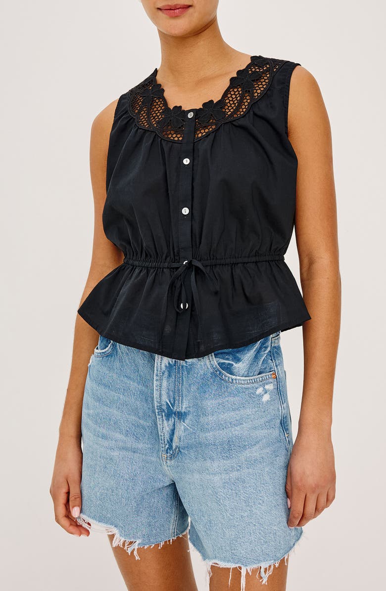 Rails Leilani Peplum Cotton Button-Up Top, Main, color, Black