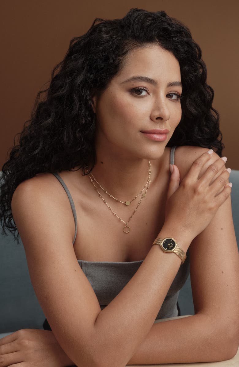 Olivia Burton Charing Mesh Strap Watch, 28.5mm, Alternate, color, Black